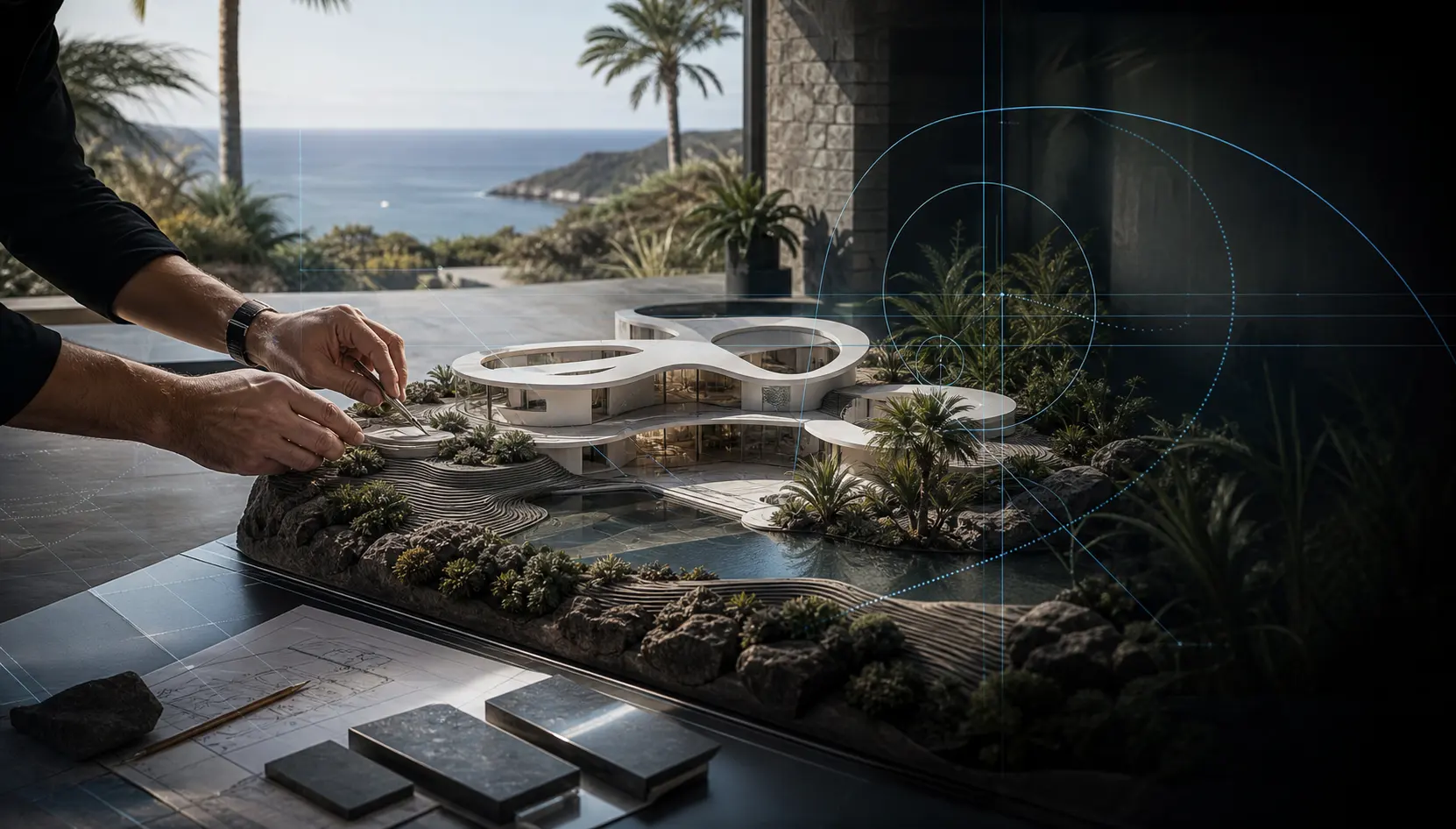 Boutique architectural model integrated with nature and geometric design principles