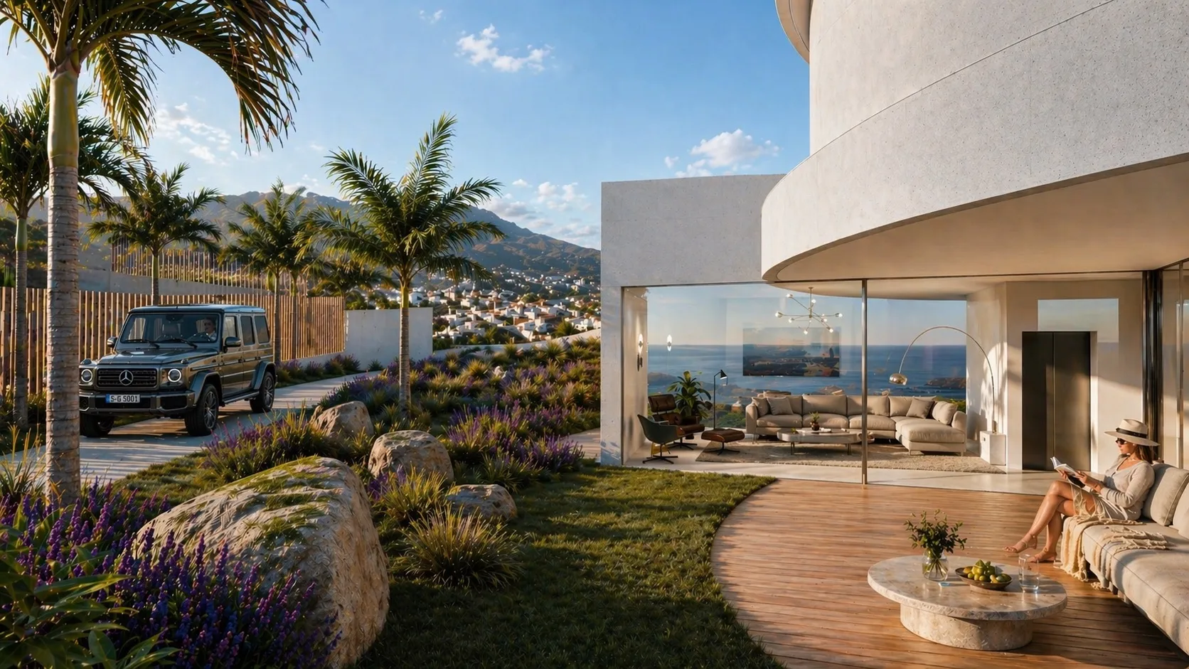 Villa Infinity garden arrival alternative view