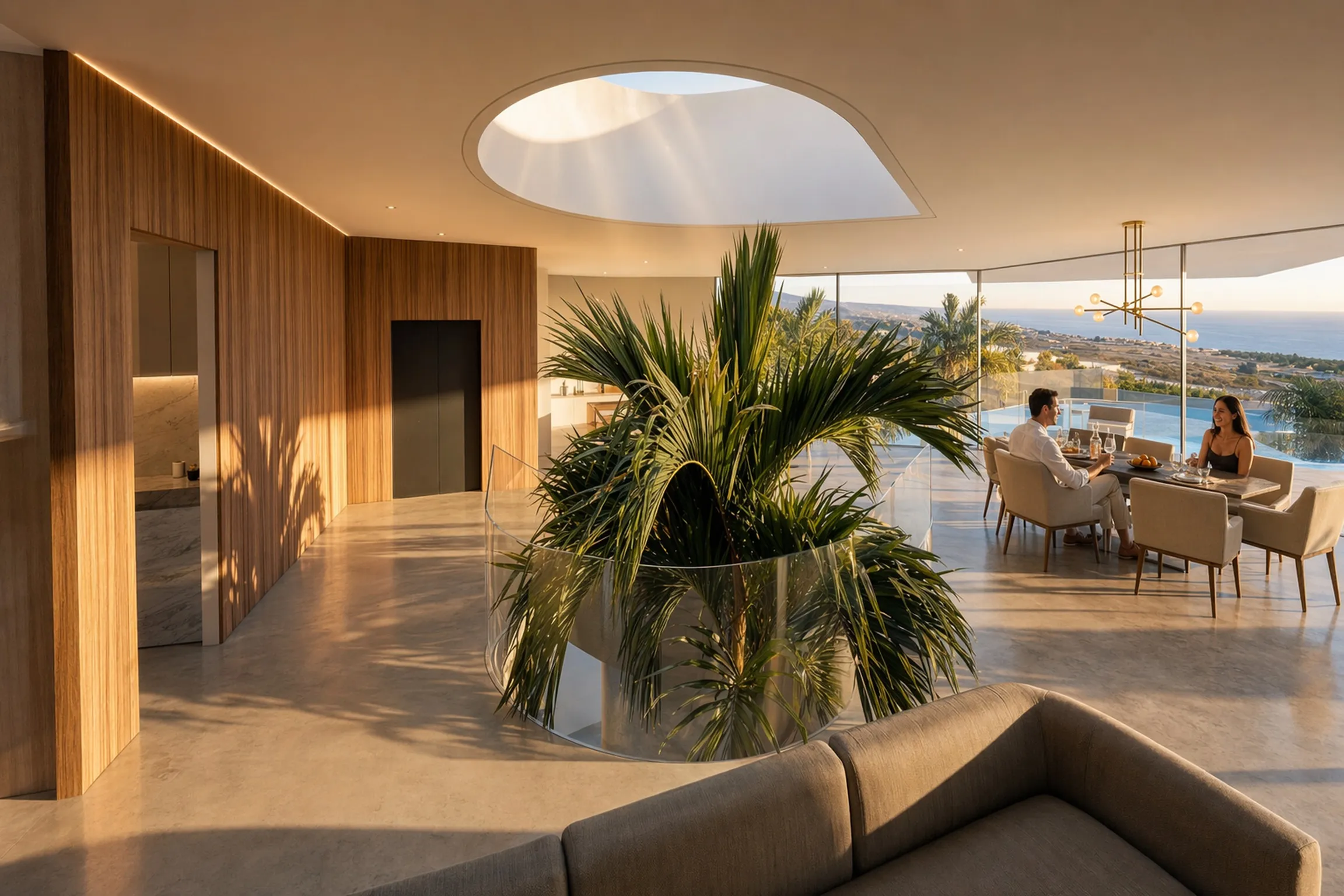 Villa Infinity interior palm atrium