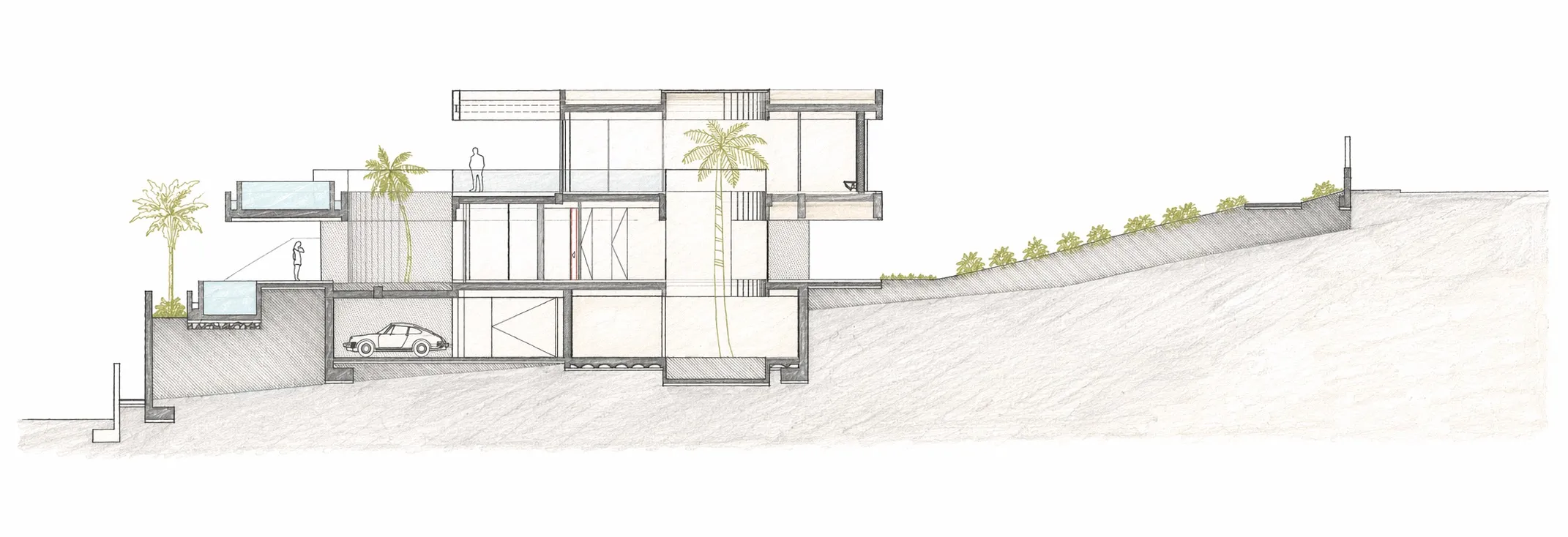 Villa Infinity architectural section drawing