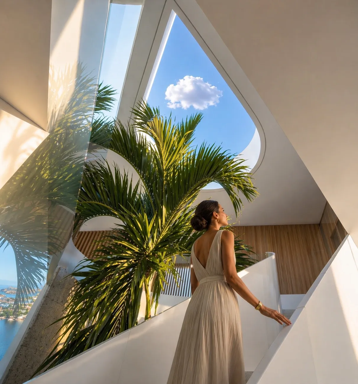 Villa Infinity palm stairwell